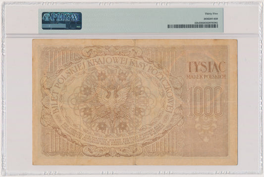 Banknot 1.000 marek 1919 – Ser. IA – PMG 35 – NAJRZADSZA