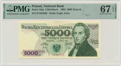 Banknot 5.000 złotych 1982 – P – PMG 67 EPQ – WYJĄTKOWO RZADKA