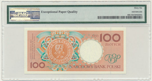 Banknot 100 złotych 1990 – A – PMG 66 EPQ