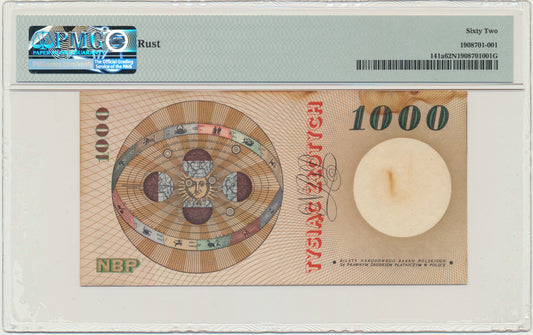 Banknot 1.000 złotych 1965 – F – PMG 62 NET – rzadka seria