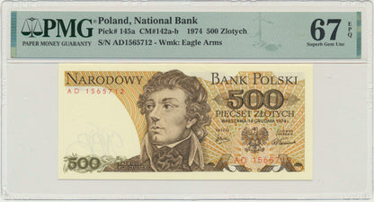 Banknot 500 złotych 1974 – AD – PMG 67 EPQ