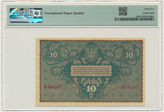 10 marek 1919 – II Serja F – PMG 65 EPQ
