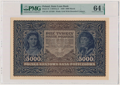 5.000 marek 1920 – III Serja A – PMG 64 EPQ