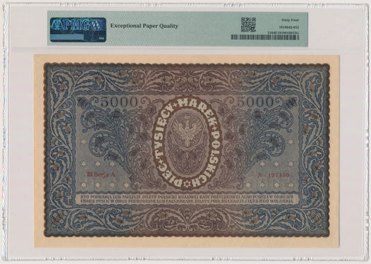 5.000 marek 1920 – III Serja A – PMG 64 EPQ
