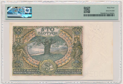 100 złotych 1934 – Ser.BO. – PMG 64