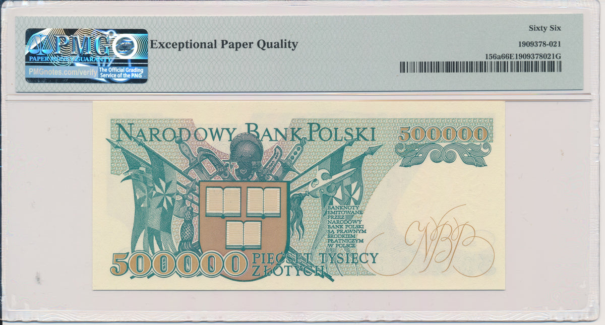 Banknot 500.000 złotych 1990 – K – PMG 66 EPQ