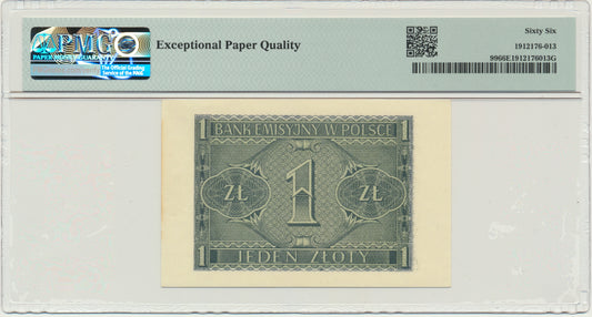 Banknot 1 złoty 1941 – BB – PMG 66 EPQ