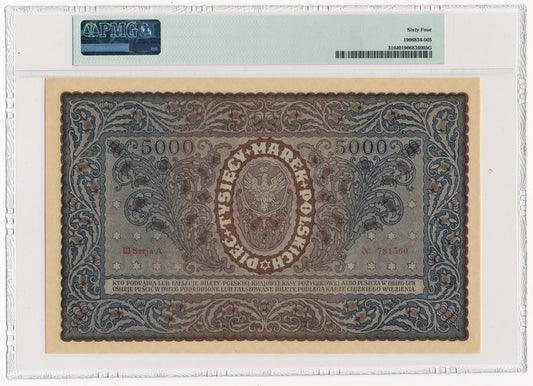 Banknot 5.000 marek 1920 – III Serja A – PMG 64 EPQ