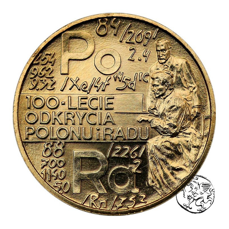 III RP, 2 złote, 1998, 100 lat odkrycia polonu i radu