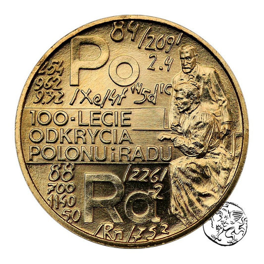 III RP, 2 złote, 1998, 100 lat odkrycia polonu i radu