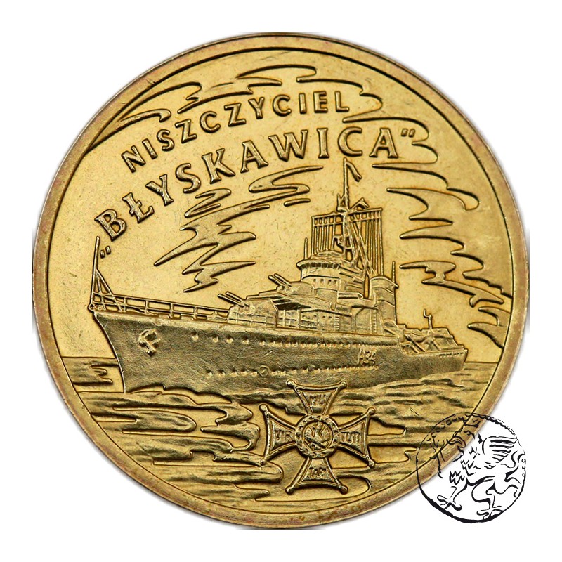 III RP, 2 złote, 2012, ORP Błyskawica