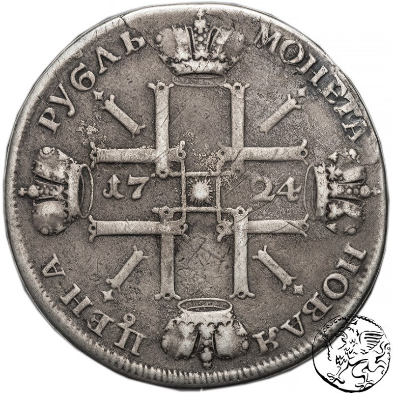 Rosja, rubel, 1724 Piotr I, słońce